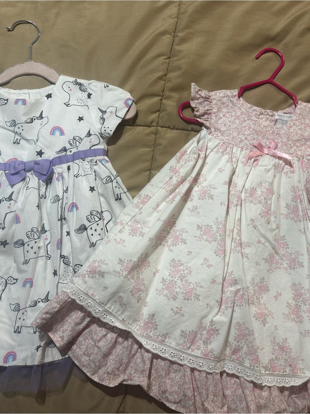 Pink Floral Ruffle Hem Girls' Dress - Brand: piper & posie
